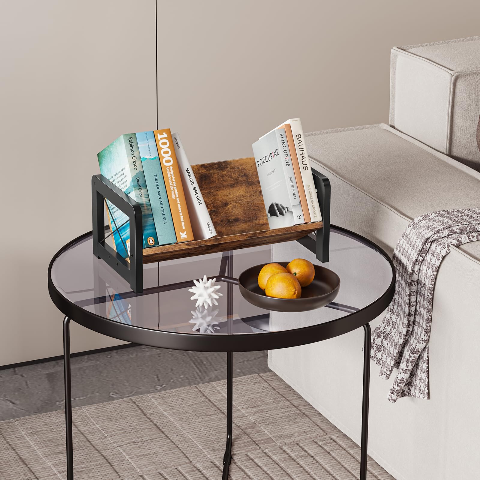 Mini Vintage Office Bookshelf Desktop Wood Slanted Desk Bookshelf Organizer Bookcase product view