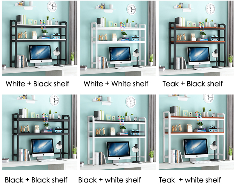 Custom Desktop Bookshelf With Grid Storage Shelves Desktop Multilayer Shelves Student Computer Desk Rack Bookcase detail