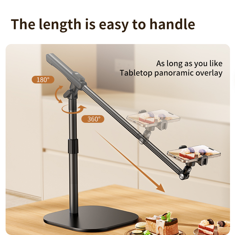 ZHIQING F7 Carbon Steel Aluminum Tabletop Shooting Bracket, Foldable Overhead Phone Stand with Remote for Calligraphy Recording detail