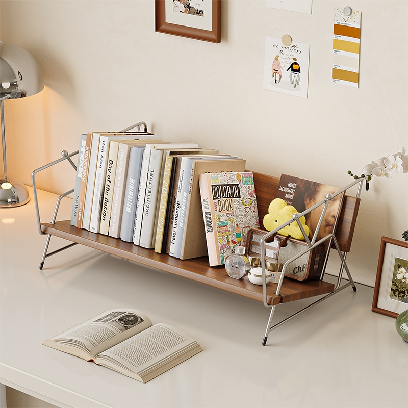 American Style Steel Desktop Bookshelf Student Dormitory Desk Storage Rack Office Desk Organizer Bookcase Display Home Furniture product view