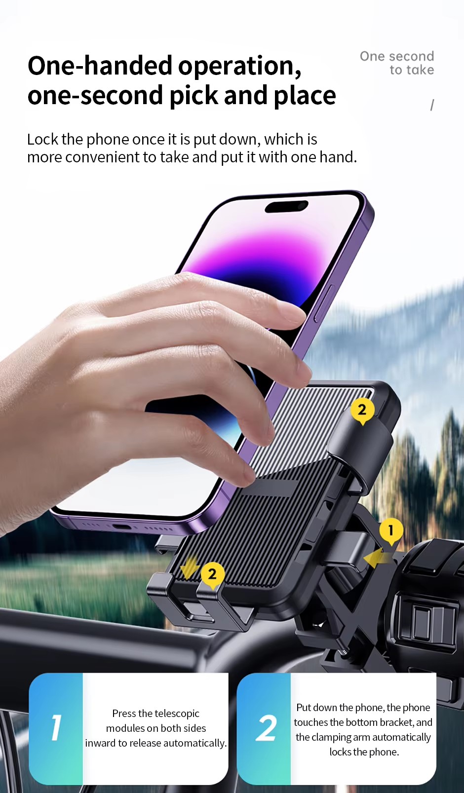 Universal Cell Phone Holder Bicycle Handlebar Multi Use Shockproof Motorcycle Phone Stand detail
