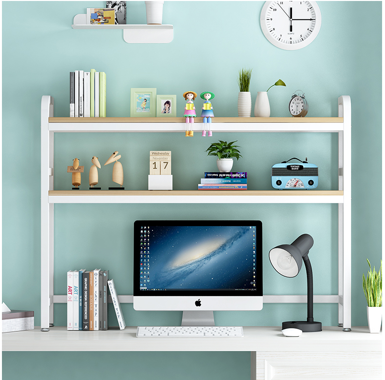 Custom Desktop Bookshelf With Grid Storage Shelves Desktop Multilayer Shelves Student Computer Desk Rack Bookcase detail
