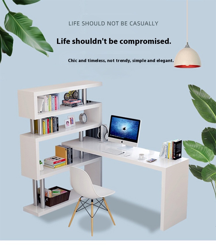 Modern Design Corner Bookshelf and Bookcase Integrated Desktop Computer and Student Writing Desk for Household Use detail