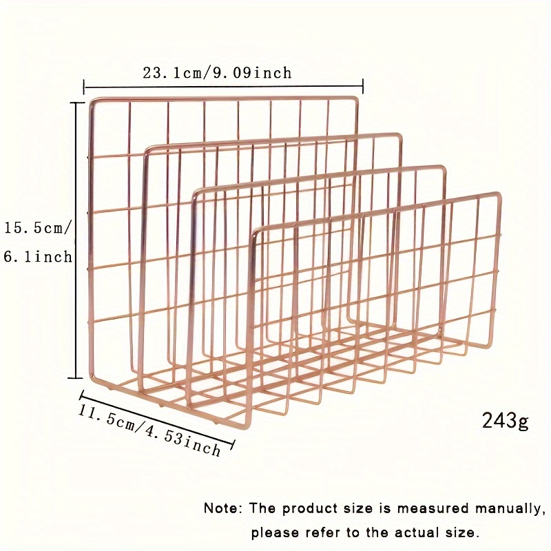 Three-Grid Metal Iron Art Desktop Bookshelf Multifunctional Magazine & File Storage Rack detail