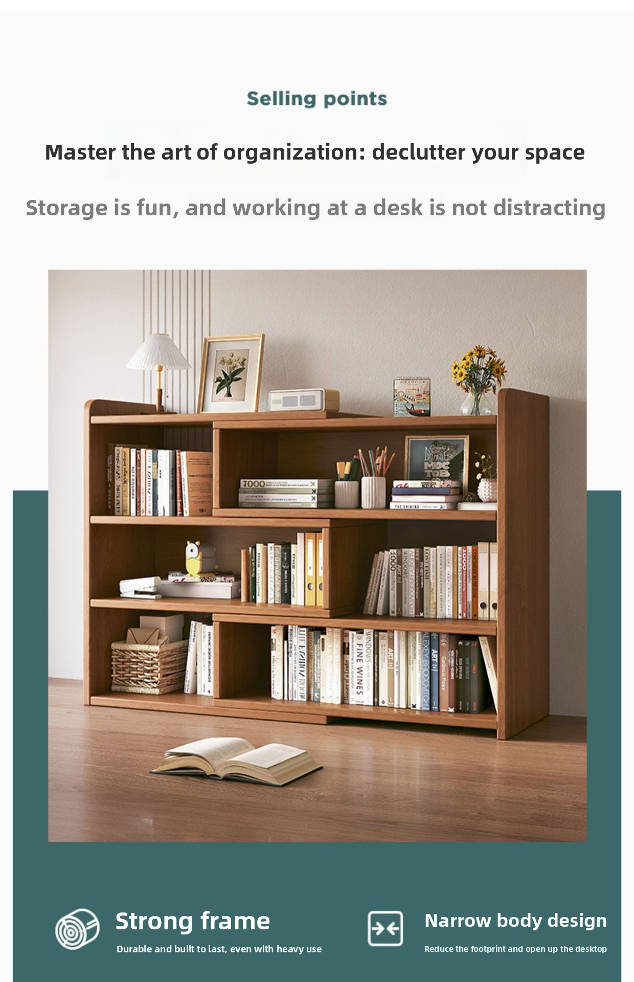Custom Modern Desktop Extendable Bookshelf Storage Rack Standing Storage Cabinet Office Simple Student Home Small Bookcase detail