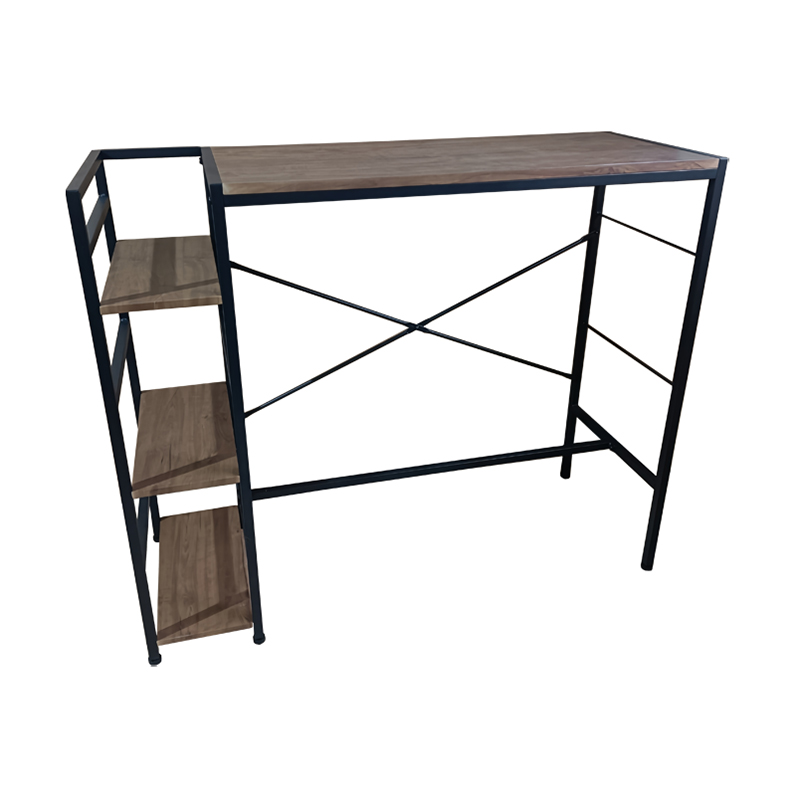 Durable Mini Desktop Desk Combined Writing Bookshelf Unit Minimally Designed Office Home Computer Desk Metal Wood for Bedroom