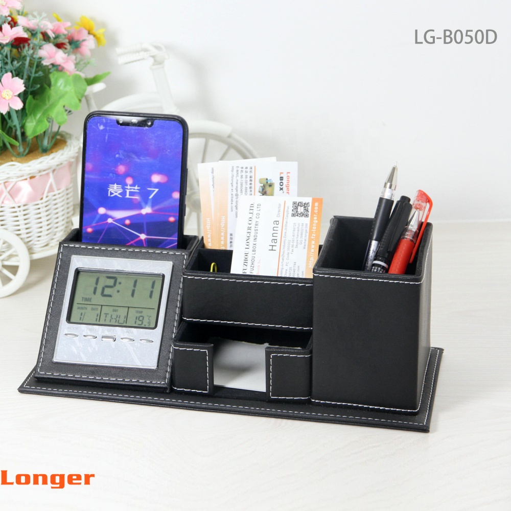 LG- B050 Premium PU Leather Multifunction Desktop Organizer Built-in Pen Holder Custom Branding Available for Office Home Use detail