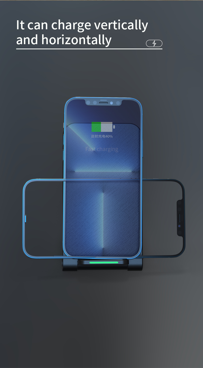 Foldable Wireless Charger Stand 15W Desktop Wireless Charger With Stand Function Wireless Charger Pad Fast Charging detail