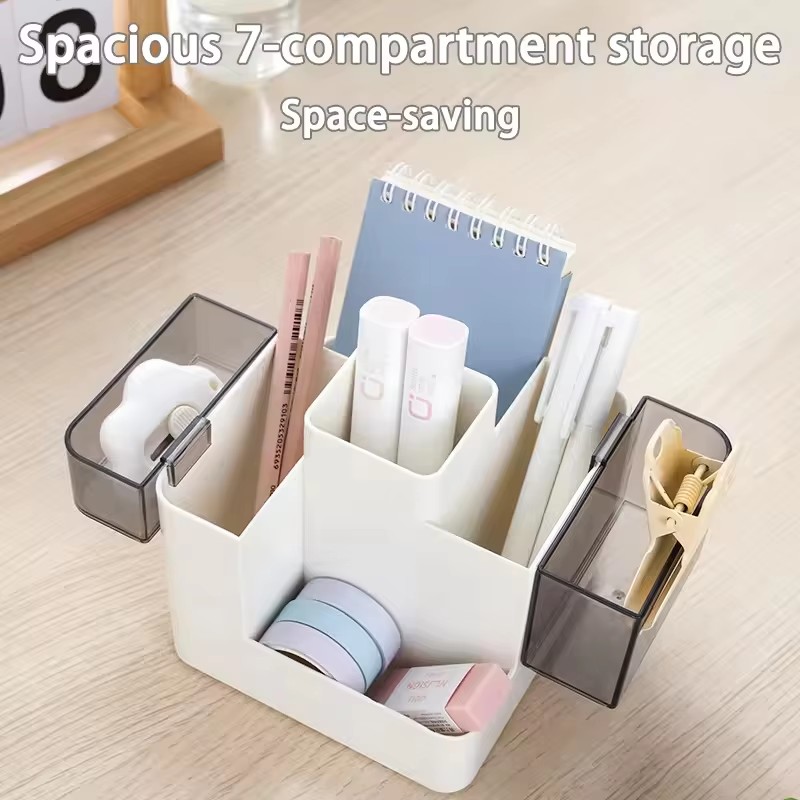 Creative Office Desk Pen Holder & Storage Rack-Multifunctional Transparent ABS Plastic Office Organizer for School Home Office product view