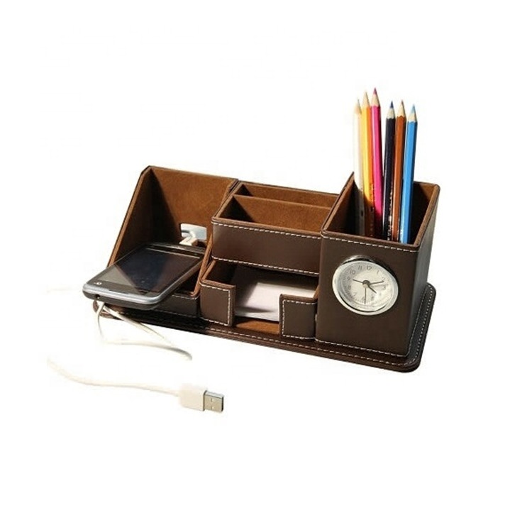 LG-B050 Classic Design Leather Made Multi-functional Pen Desk Holder Organizer Foldable Detachable Design High Quality Office detail