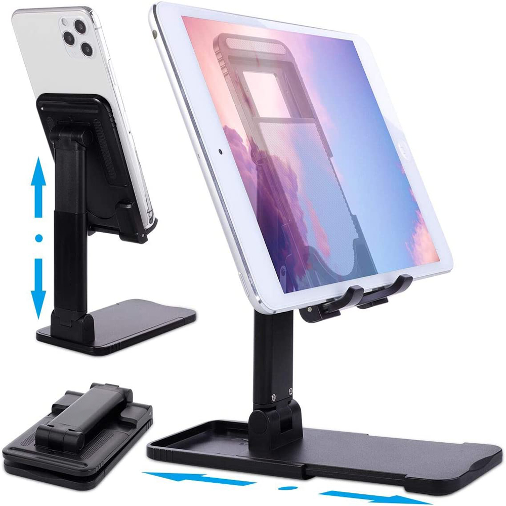 Dual Folding Cell Phone Stand Fully Adjustable Foldable Desktop Phone Holder Cradle Dock for Phone 14 13 12 11 Pro product view