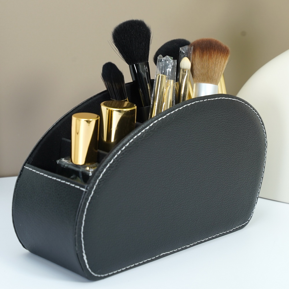 LG8175 5-Compartment PU Leather Multifunctional Office Organizer Pen Holder for Home Office School-Multi-Purpose Storage for