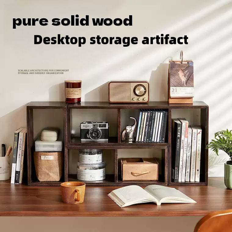 Solid Wood Standing Type Storage Rack Modern Coffee & Dining Table Cup Holder Desktop Bookshelf detail