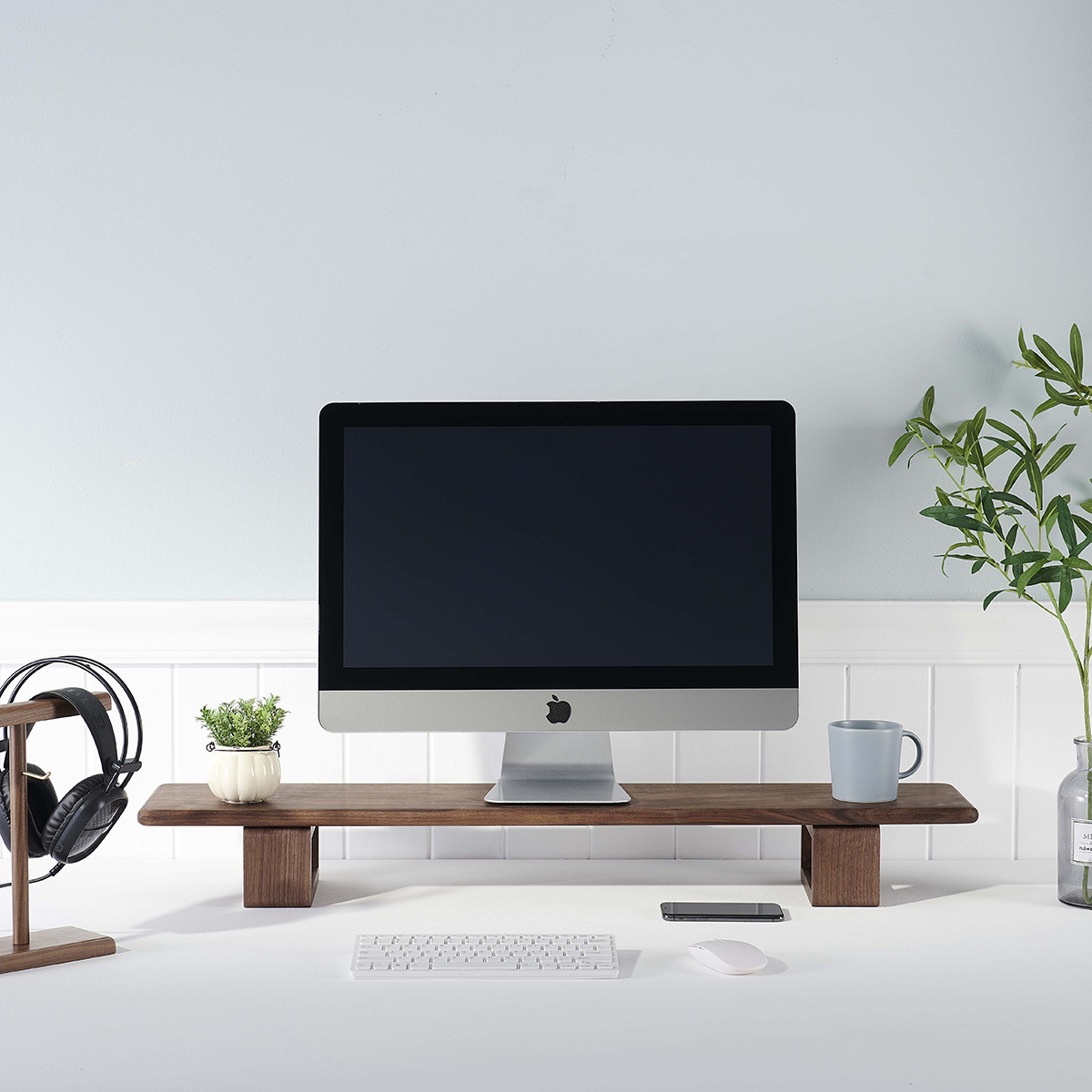 Professional Walnut Wooden Extendable Desk Shelf Organizer Modern Simplicity Design Desktop Storage Bookshelf detail