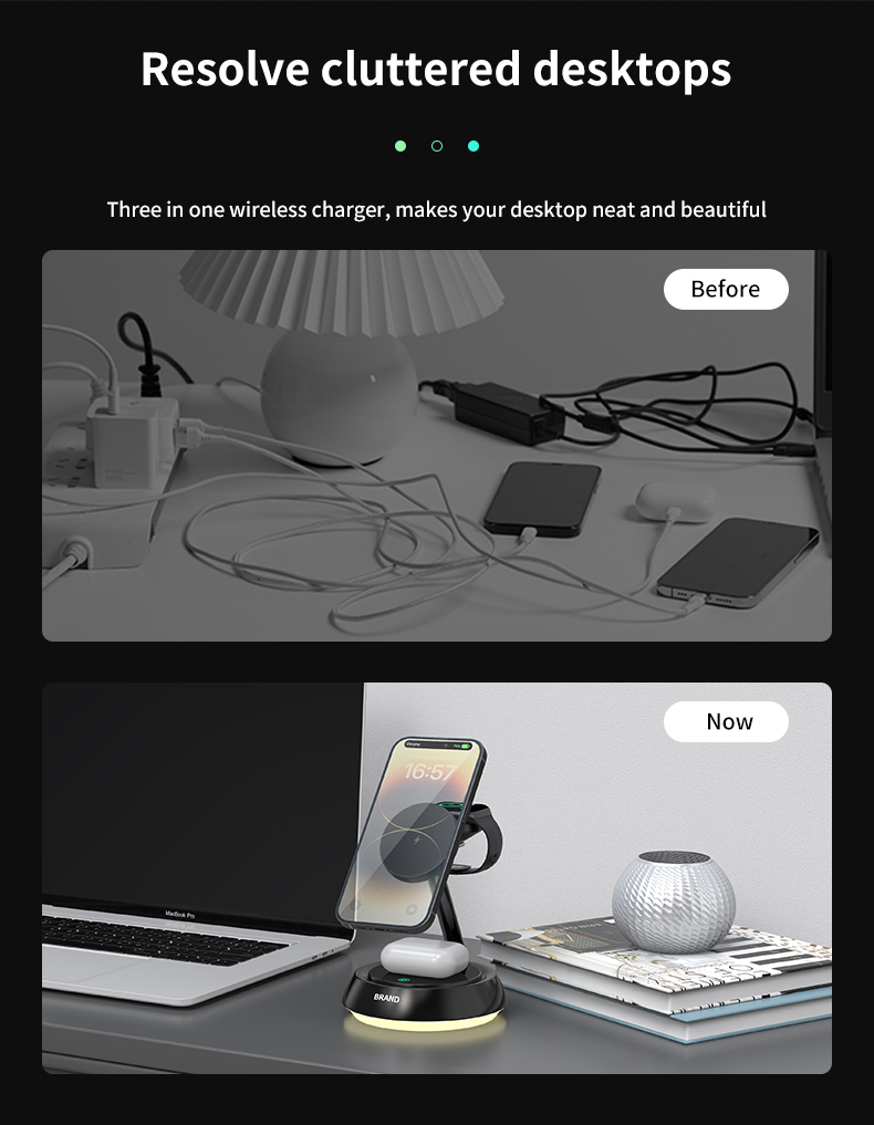 Best Selling Multifunctional Magnetic Phone Holder 3 in 1 Wireless Charger Stand for IPhone detail