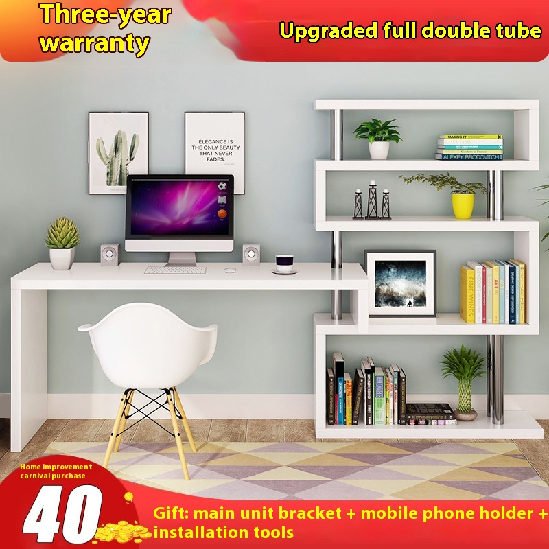 Modern Design Corner Bookshelf and Bookcase Integrated Desktop Computer and Student Writing Desk for Household Use product view