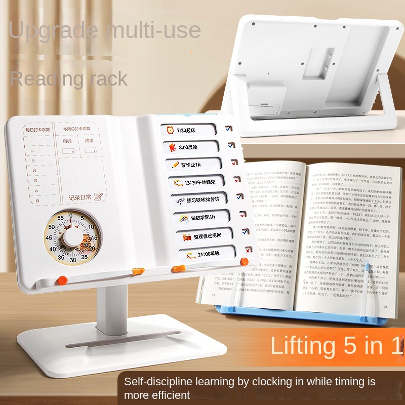 Adjustable Plastic Pin-Card Desktop Reading Rack Multi-Function Self-Discipline Bookshelf for Students Children Bookends product view