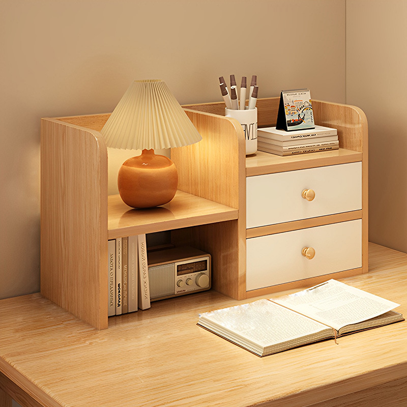 New Chinese Style Desktop Bookshelf Small Rack Office Desk Organizer Dorm Room Must-Have Multi-Tiered Study Desk Home Furniture