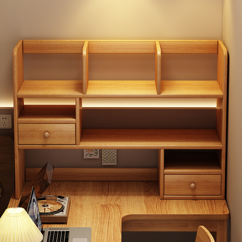 Solid Wood Minimalist Modern Style Desktop Bookshelf Storage Rack for Home Bay Window Desk