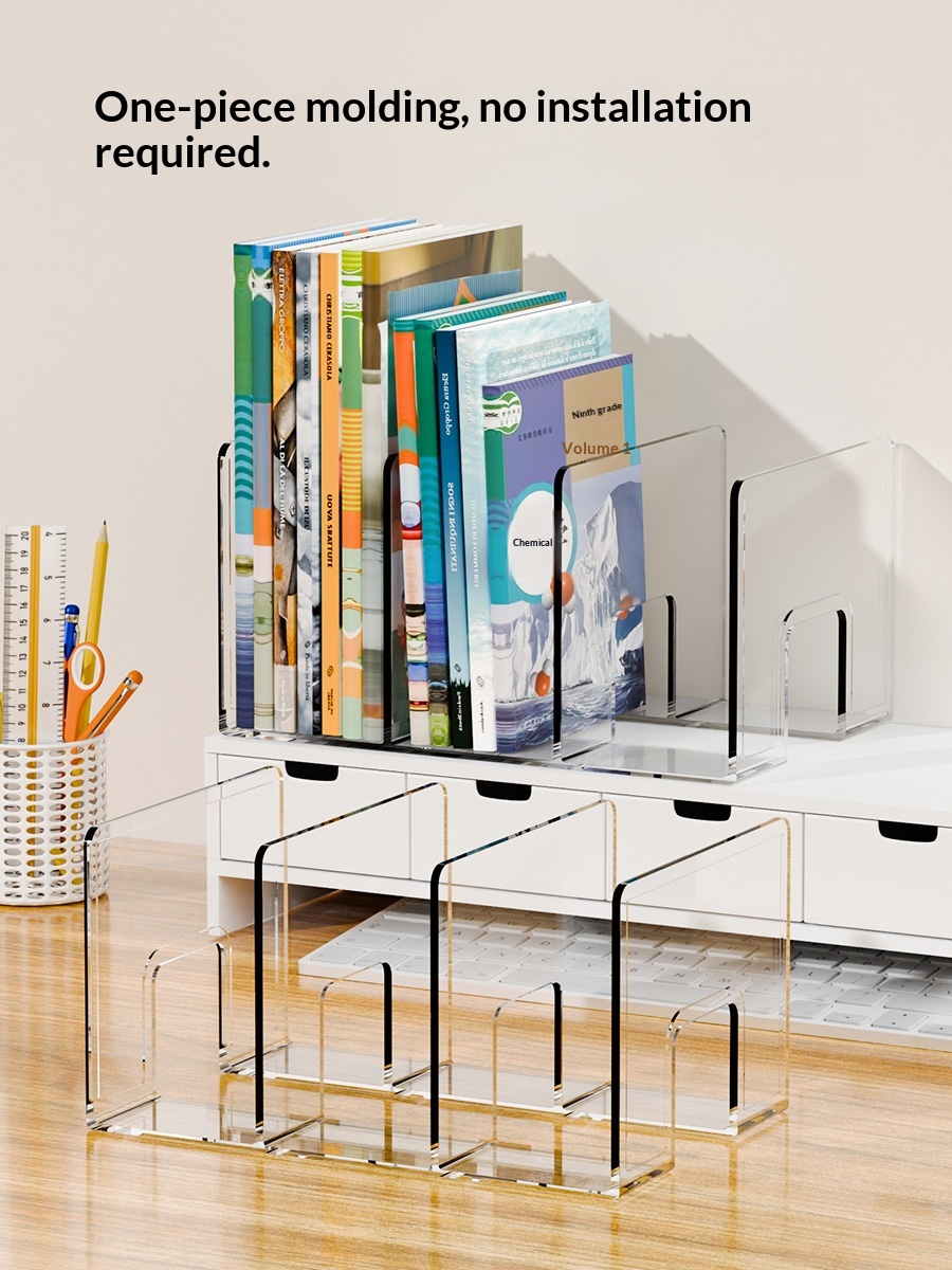 Desktop Bookshelf Transparent PET Simple Rectangle Student Desk Storage Rack Office Dormitory File Storage Made in China product view
