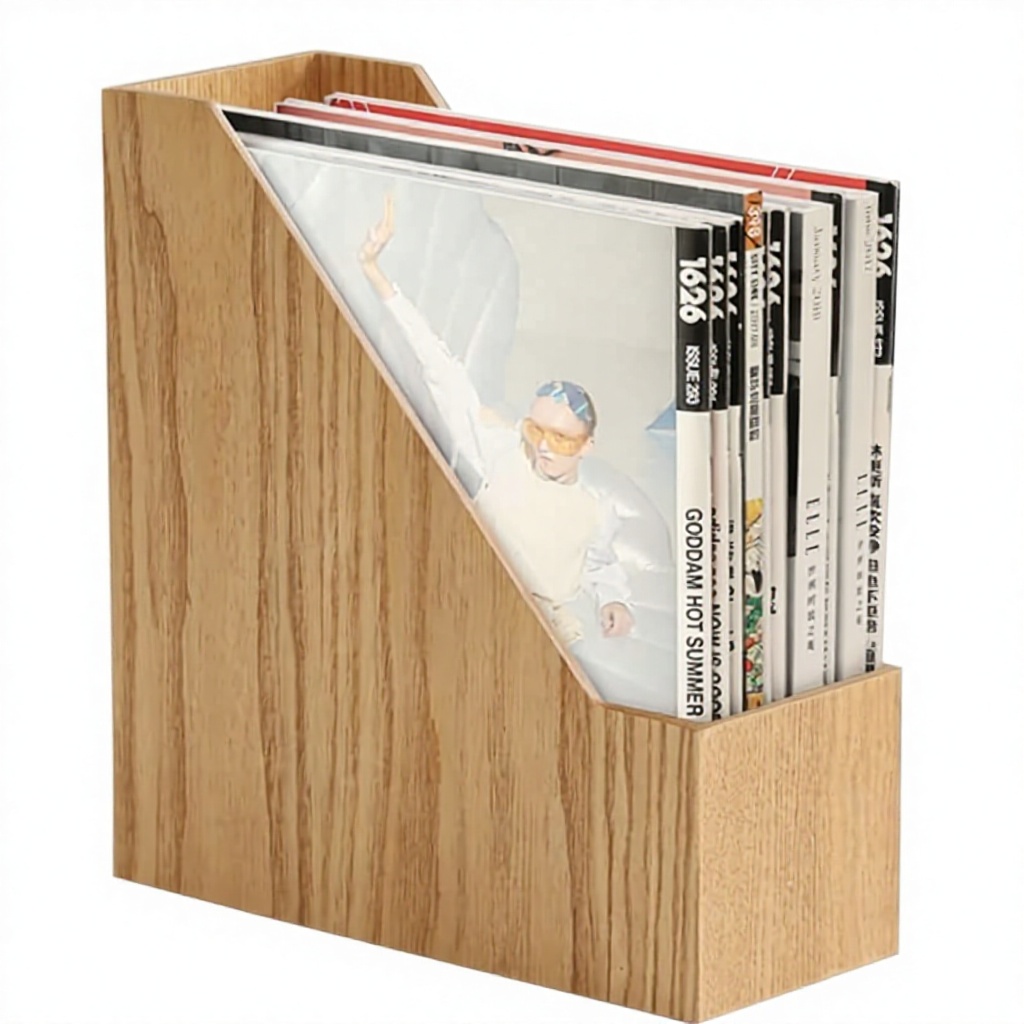 Natural Wooden Bookshelf Home Office Sturdy High-Capacity Storage Shelf Durable Modern Design Tabletop Mount 1-Tier