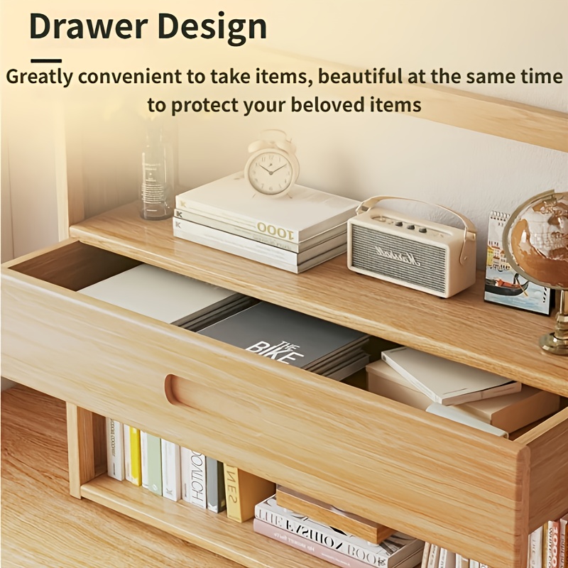 Modern Bamboo Desktop Bookshelf Multi-Level Office Storage Rack for Bedroom and Home Use Simple Design detail