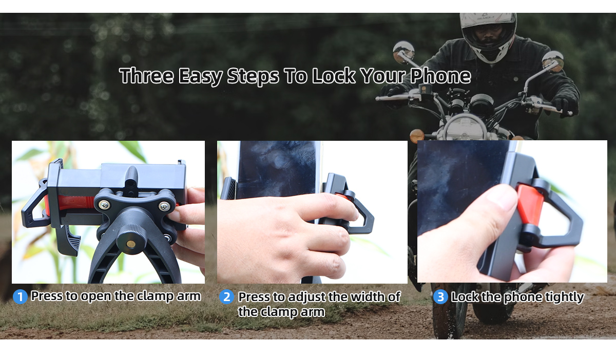 Portable 360 Degree Rotatable Phone Stand Flexible ABS Mobile Holder One-Key Release Compatible Big Size Phone Sports Motorbike detail