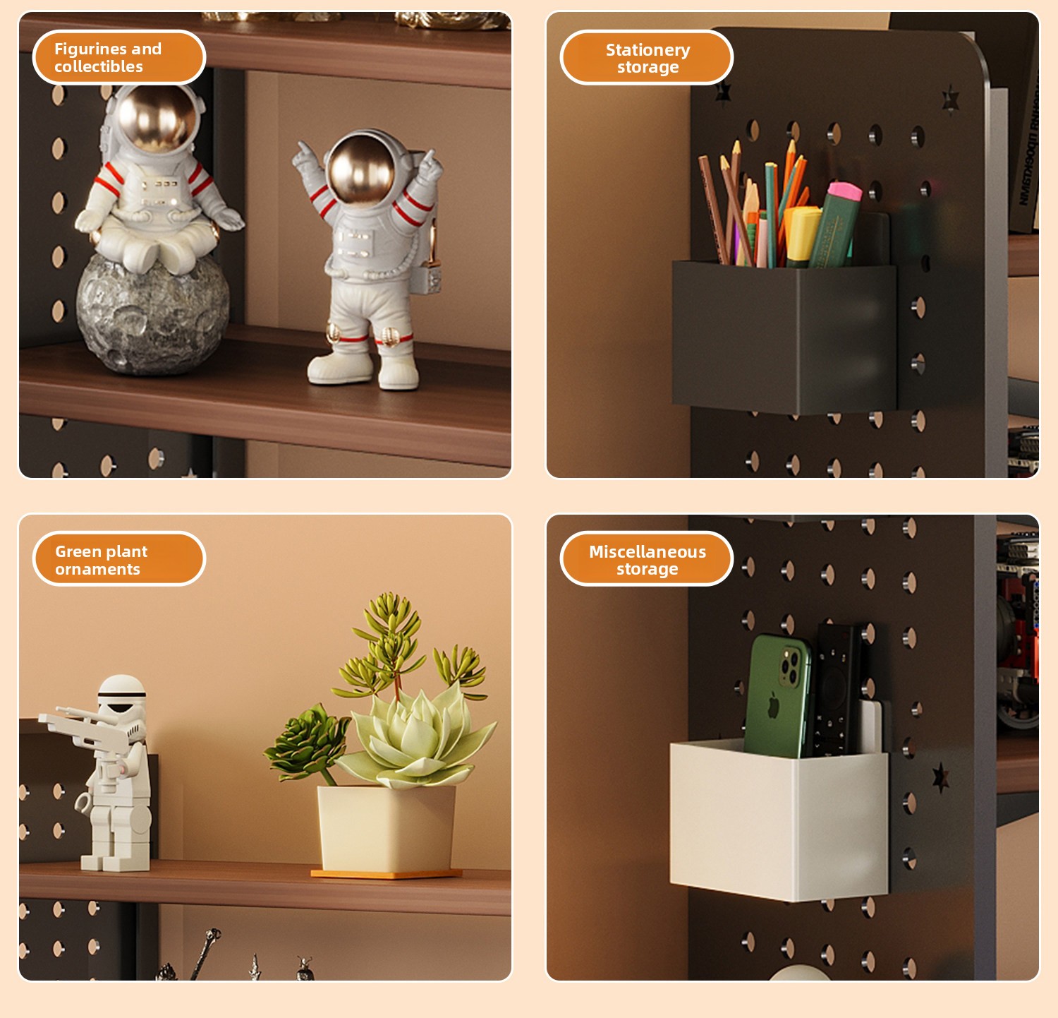 Durable Desktop Shelf Table DIY Pegboard Bookshelf Computer Desk Multi-Layer Storage Rack Office Display Rack Precious Metals detail