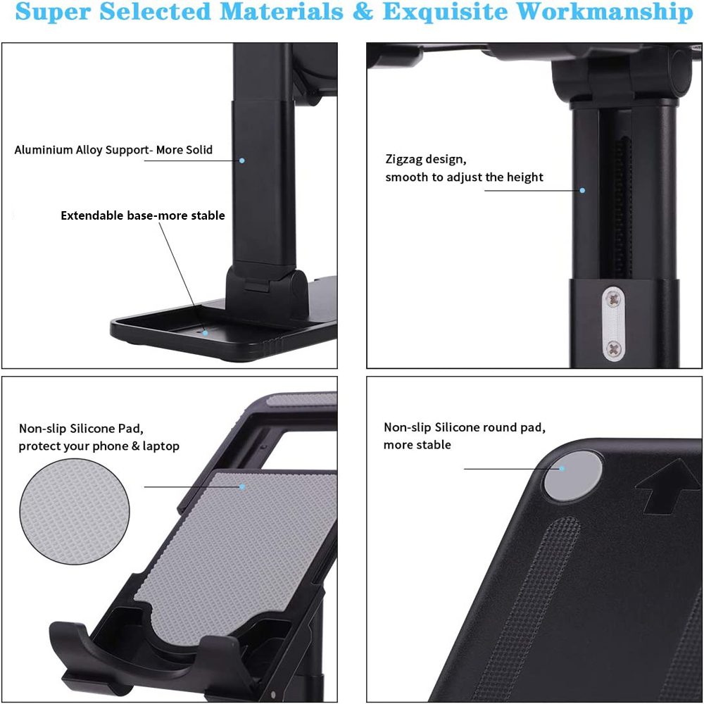 Dual Folding Cell Phone Stand Fully Adjustable Foldable Desktop Phone Holder Cradle Dock for Phone 14 13 12 11 Pro product view