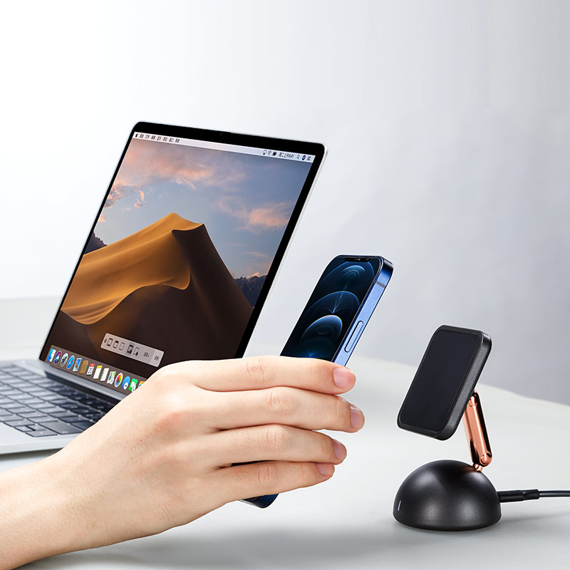 Universal Holder Multi Angle Adjustable Cell Phone Aluminium Cell Phone Holder Magnetic Stand with Wireless Charging detail