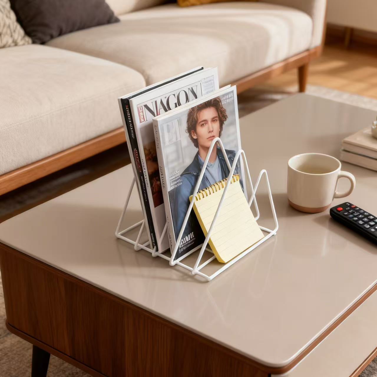 Simple Metal Desktop Bookshelf, Small Tabletop Magazine Storage Rack for Office OEM Custom Available detail