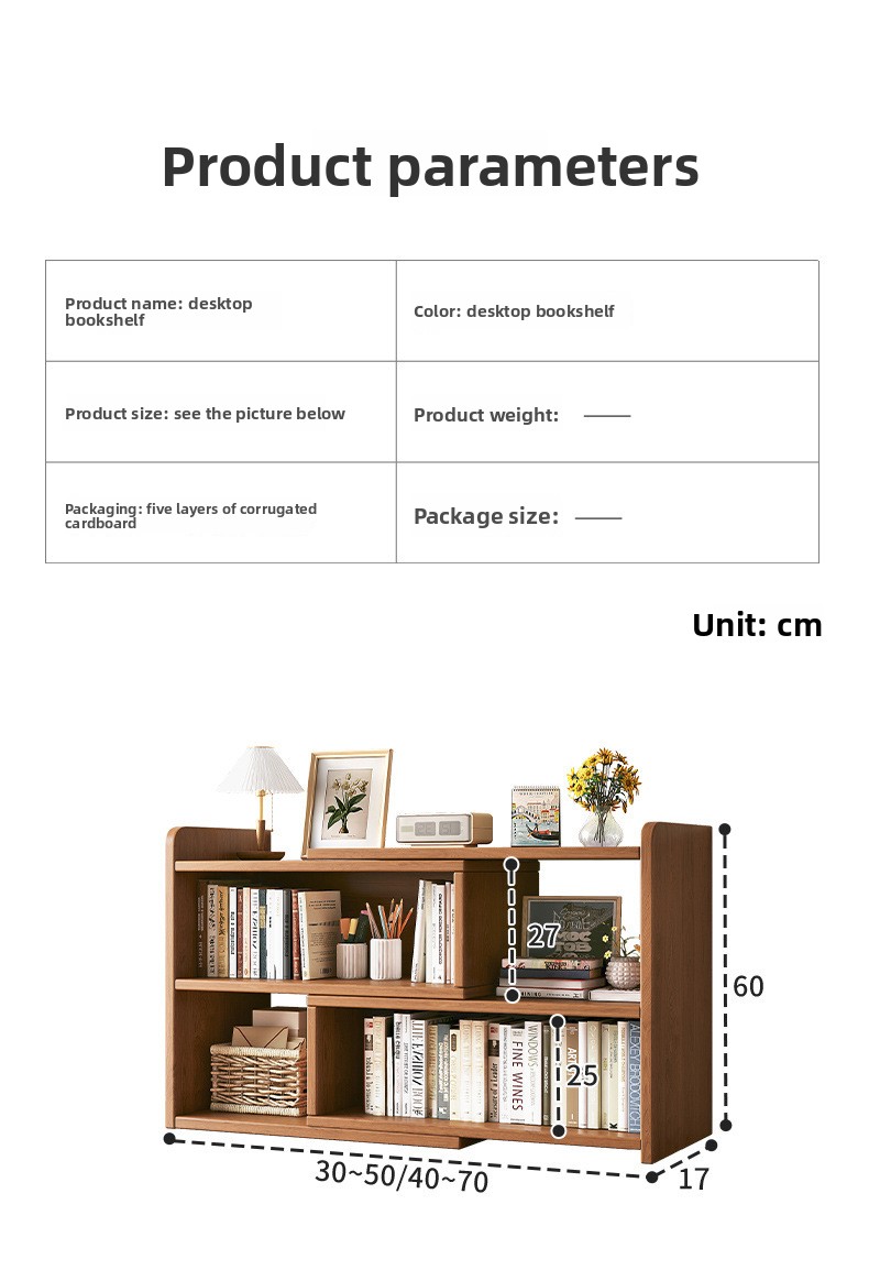 Bamboo Wood Multi-Layer Desktop Bookshelf Small Storage Rack Organizer for Office Home Student Study Bookcase Custom Logo OEM detail