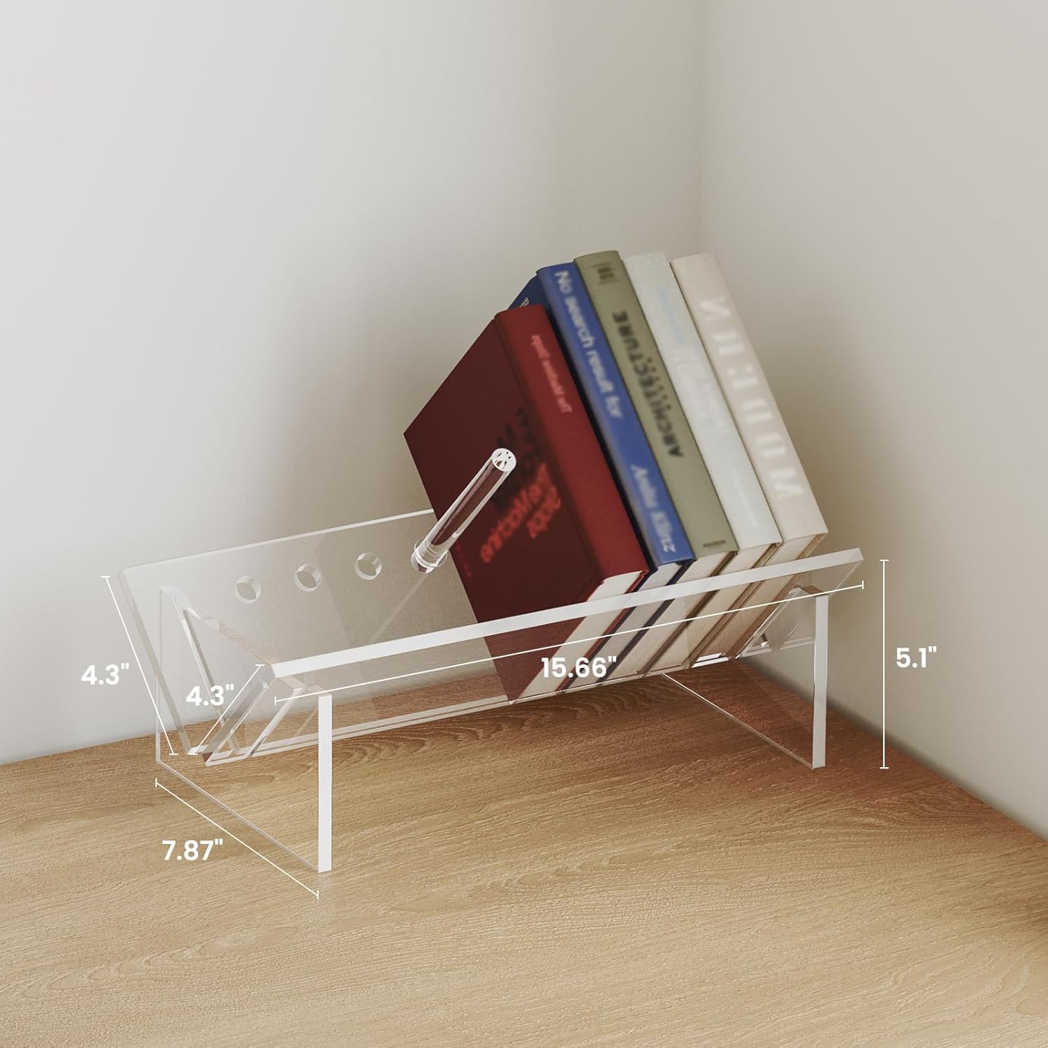 Modern Transparent Acrylic 5+ Tier Durable Curved Desktop Bookshelf Inclined Design for Small Book CD Magazine Display Storage product view