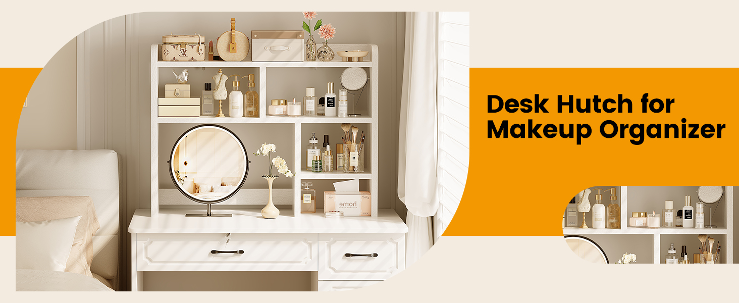 Factory Direct Custom Service MDF 4-Tier Desktop Hutch Panel Countertop Shelf Bookcase with Desktop Storage Organizer Rack detail