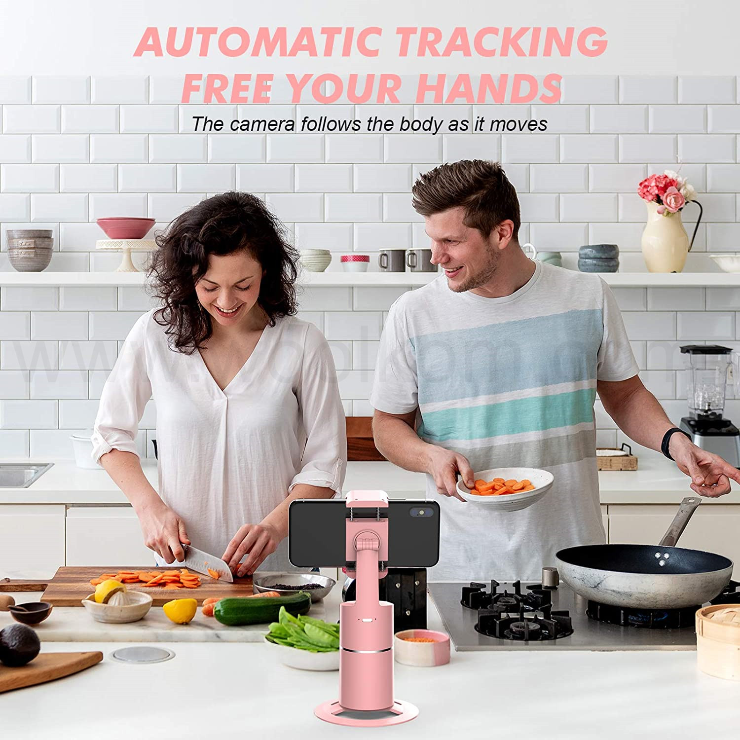 AI Face Tracking Cell Phone Stand Desktop Phone Holder Dock with 360 Rotate Smart Object Track Camera Cradle for iPhone Android product view