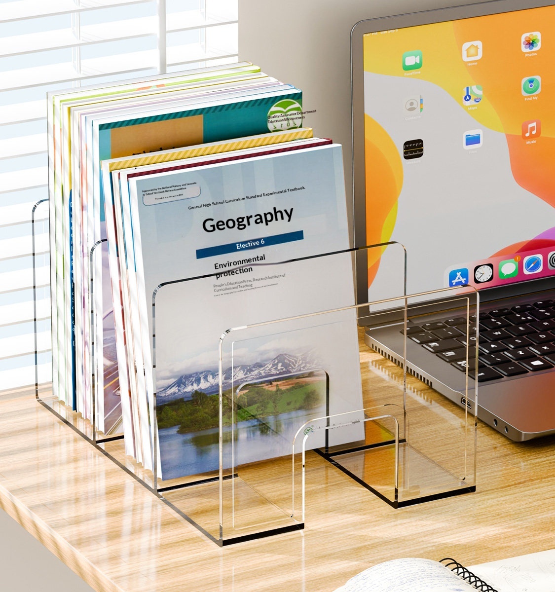 Desktop Bookshelf Transparent PET Simple Rectangle Student Desk Storage Rack Office Dormitory File Storage Made in China detail