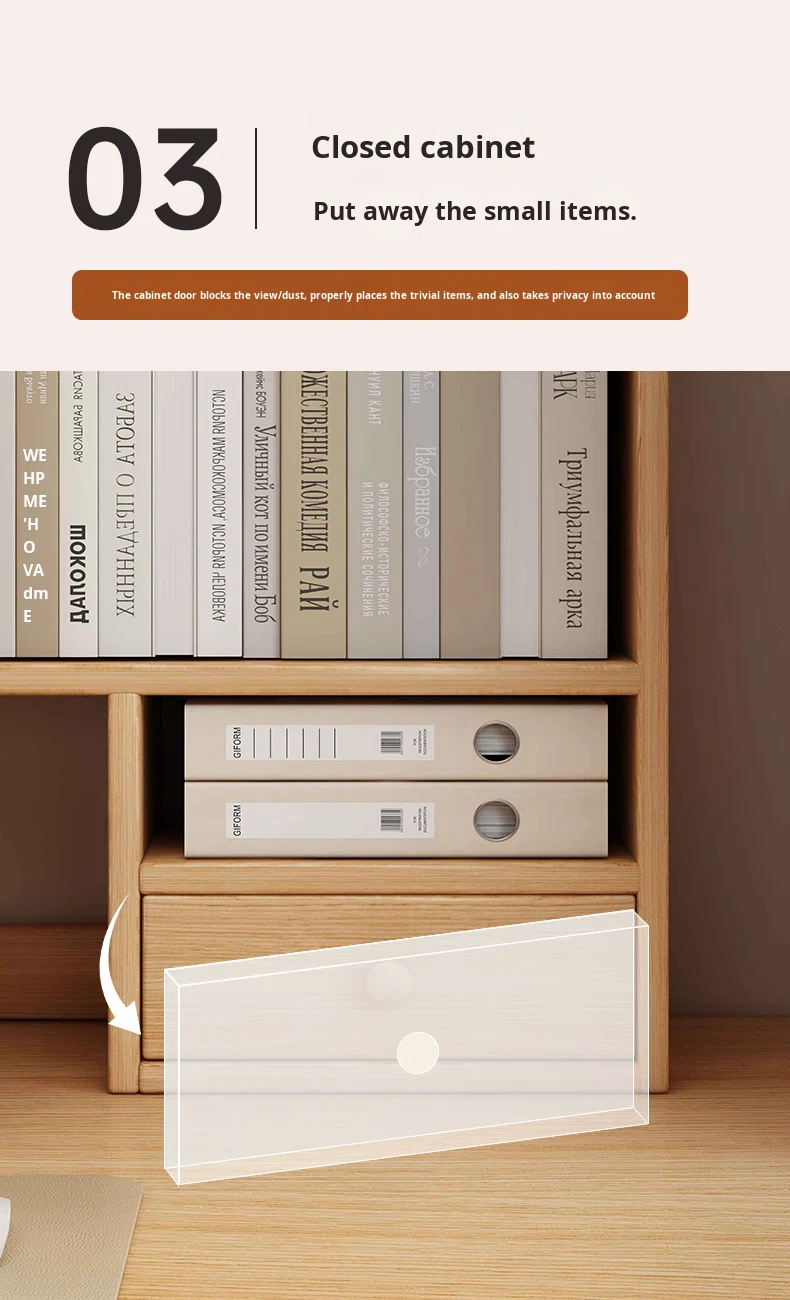 Solid Wood Minimalist Modern Style Desktop Bookshelf Storage Rack for Home Bay Window Desk detail