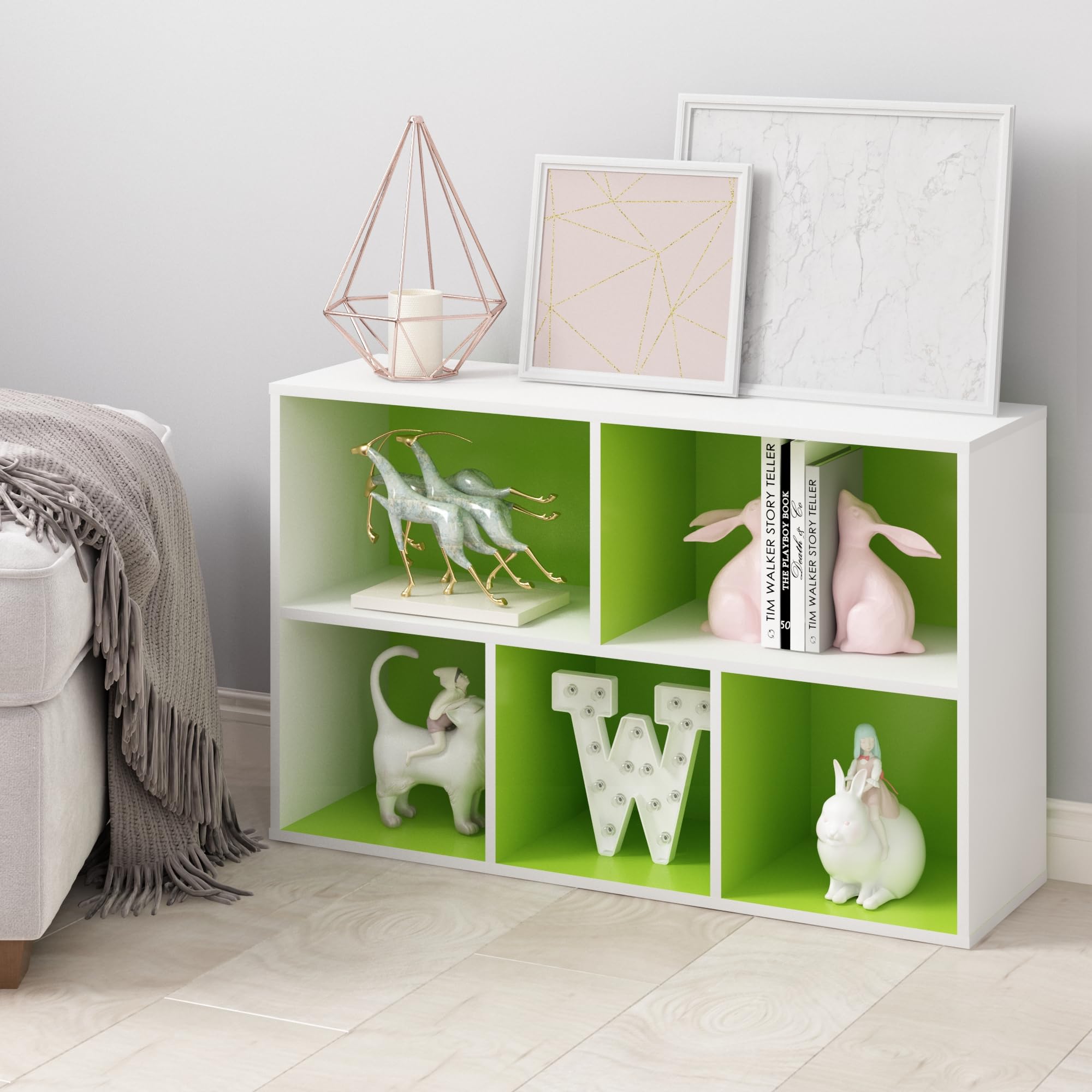 Multi-Purpose Modern Wooden Bookcase Storage 5-Tier Desktop Shelf for Living Room & Bedroom