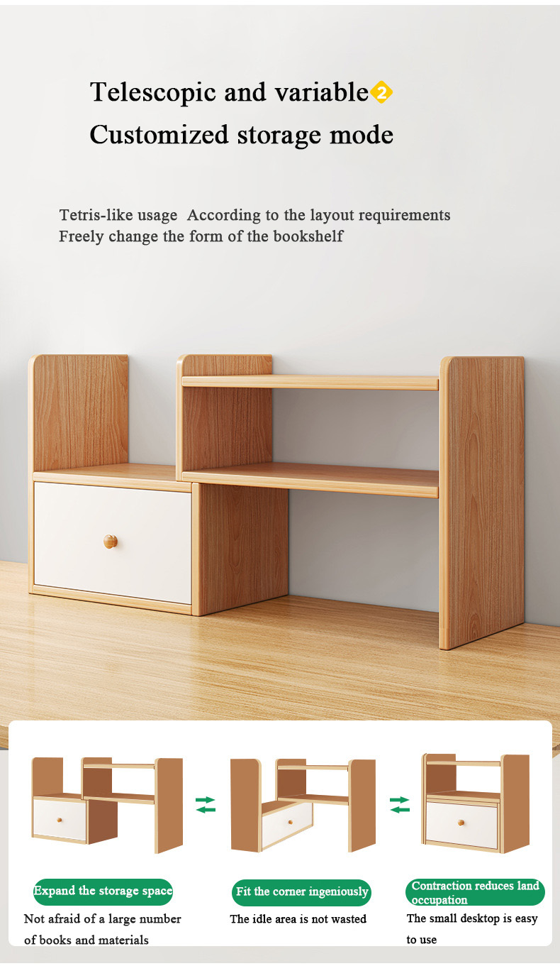 Wholesale Estanteria En Escritorio Wooden Office Desk Desktop Bookshelf Desktop Storage Rack Multi-layer Small Storage Cabinet detail