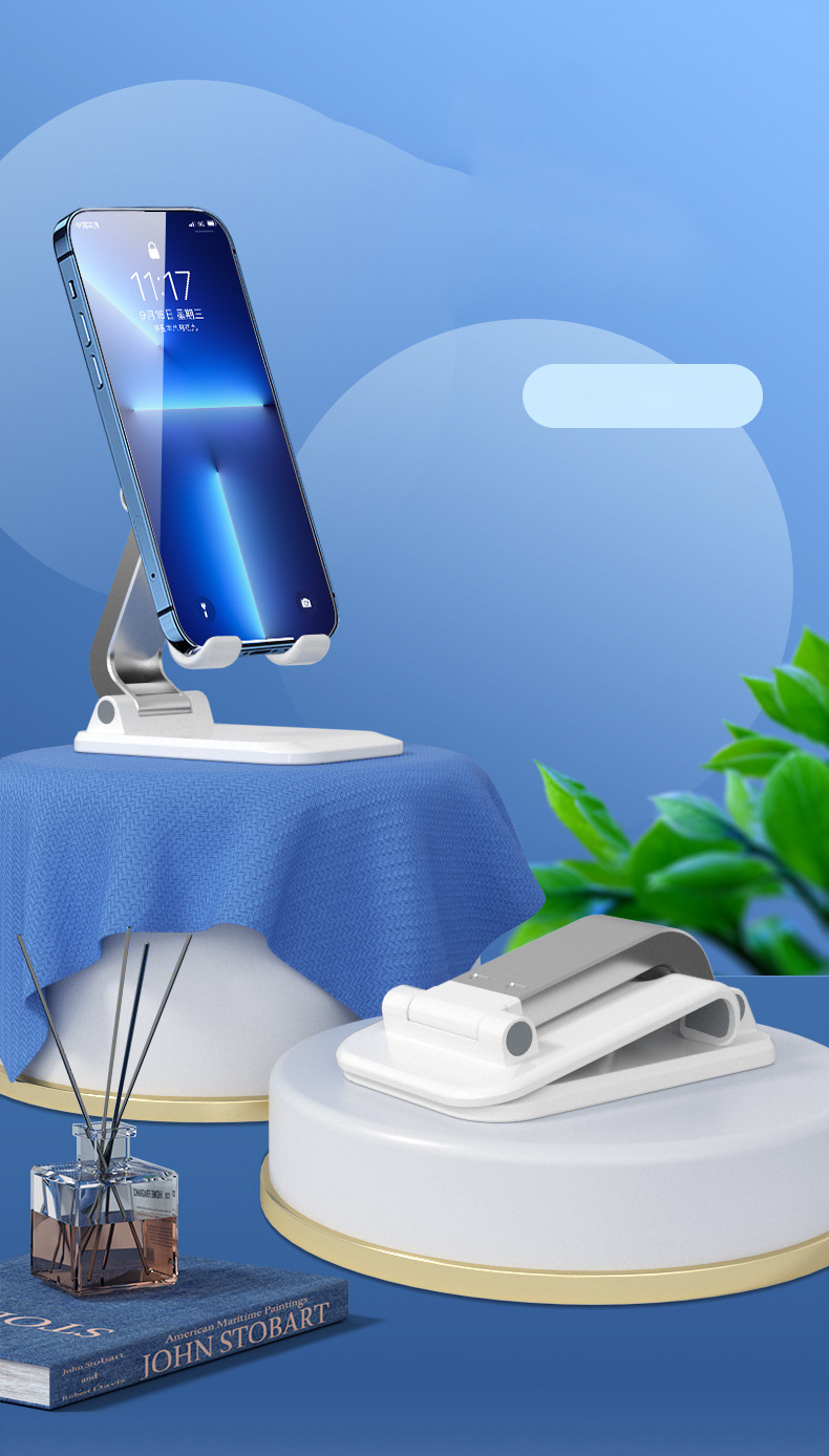 Adjustable ABS+Aluminum Alloy Phone Stand with Non-Slip Base Silicone Pad Compatible All Phones Tablets Desk Use detail