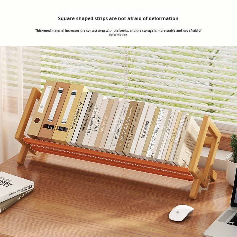 Desktop Bamboo Bookshelf Storage Rack with Adjustable Partitions for Children's Student Desk Corner High-Value Small Design product view