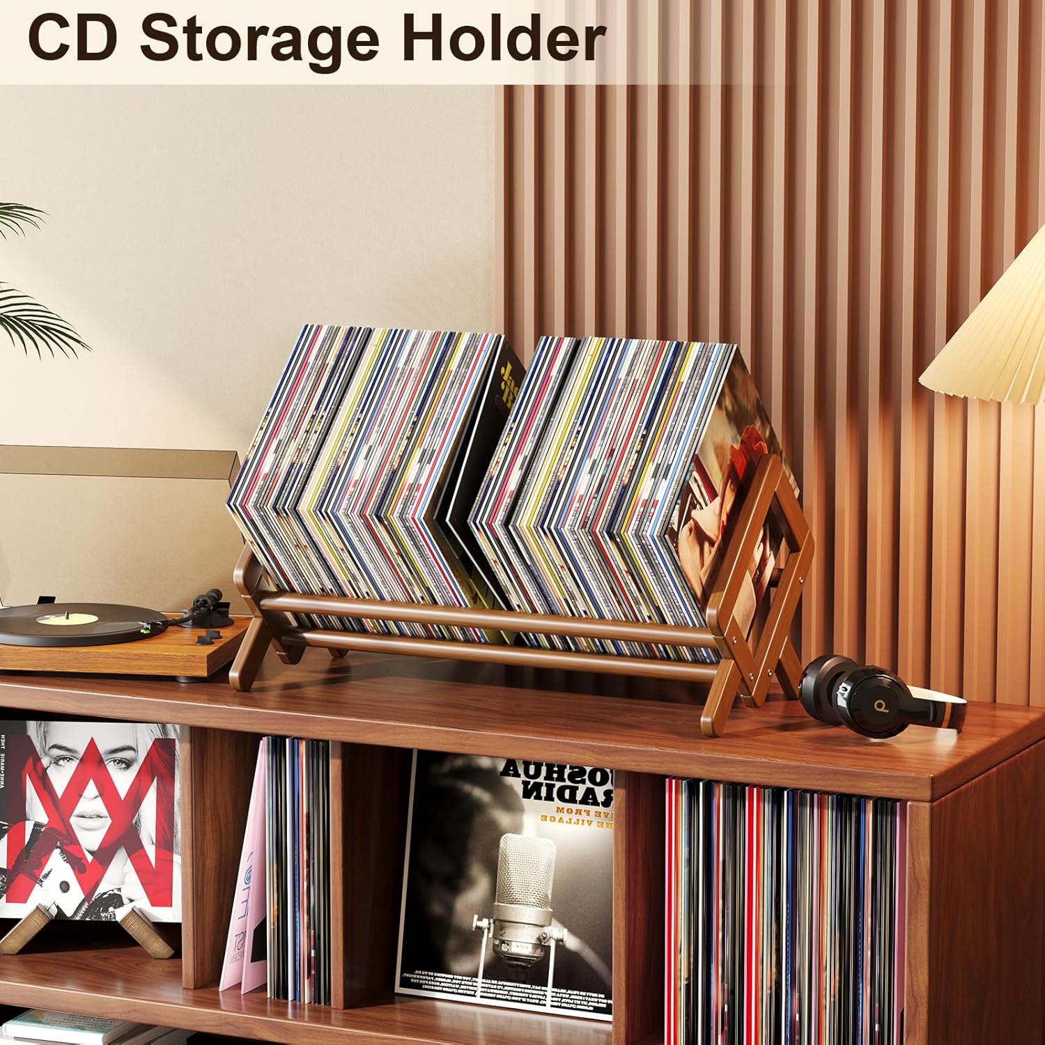 Bamboo Desktop Bookshelf Retro Brown Book Rack Shelf Organizer Stable Bookshelves Storage Tabletop Magazine Holder detail