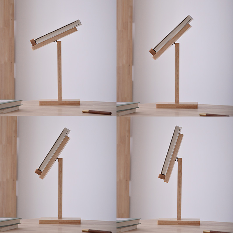 Custom Adjustable Angle Wooden Book Display Stand, Double Layer Desktop Bookshelf Rack for Library Bookstore Office Home product view