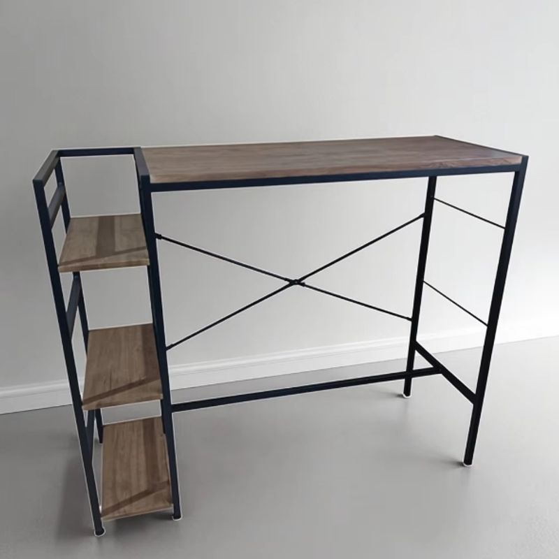 Durable Mini Desktop Desk Combined Writing Bookshelf Unit Minimally Designed Office Home Computer Desk Metal Wood for Bedroom detail