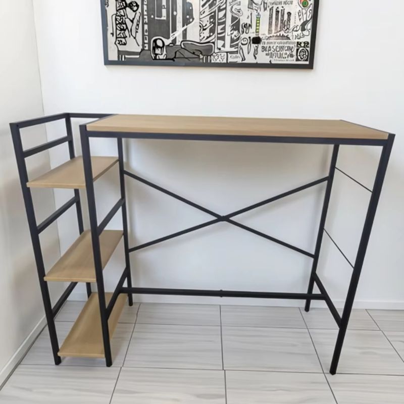 Durable Mini Desktop Desk Combined Writing Bookshelf Unit Minimally Designed Office Home Computer Desk Metal Wood for Bedroom detail
