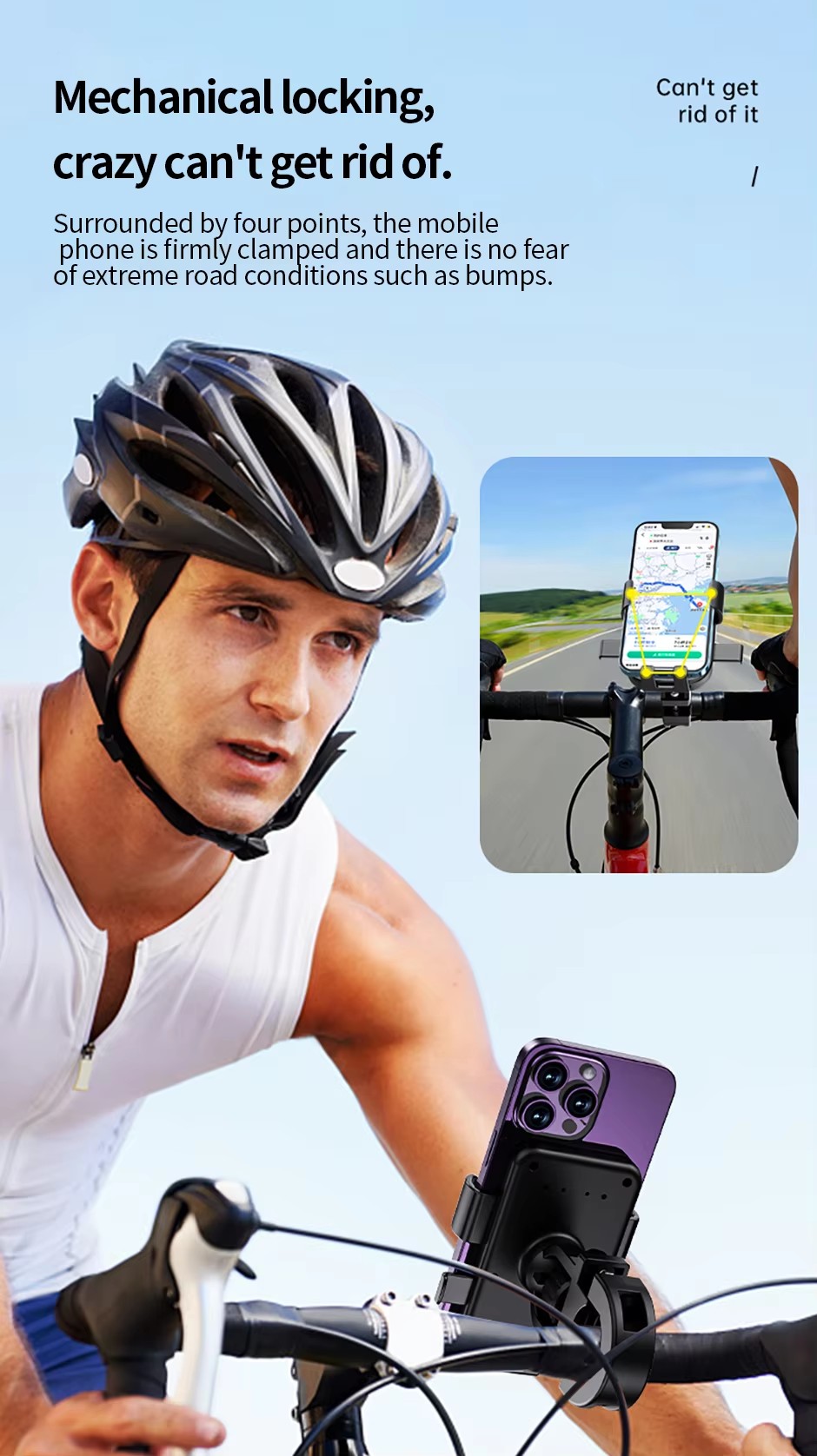 Universal Cell Phone Holder Bicycle Handlebar Multi Use Shockproof Motorcycle Phone Stand detail