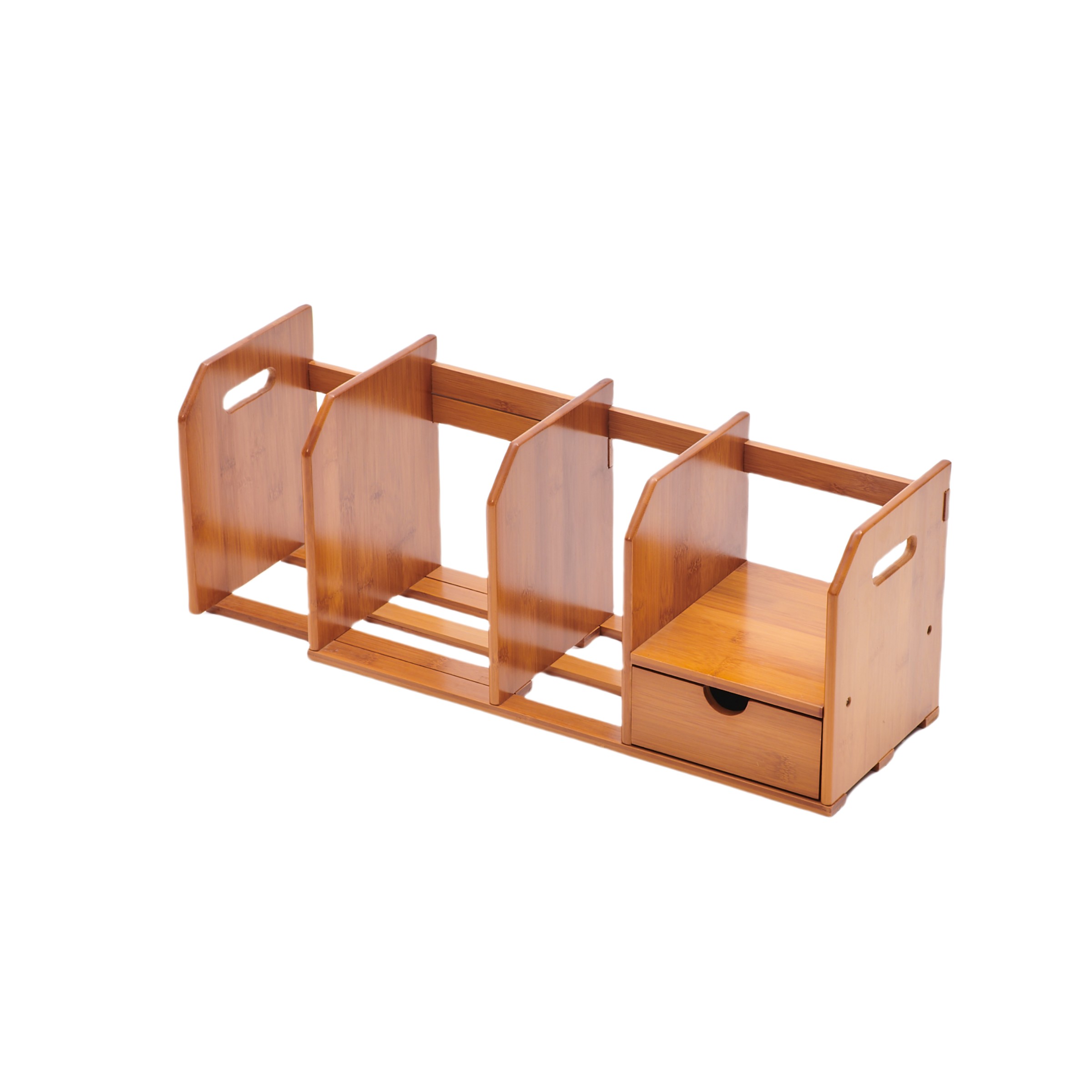 Modern Bamboo Wood Natural Color Desktop Organizer Bookshelf Storage Drawer Display Elegant Home Office Bookcase Cabinet detail