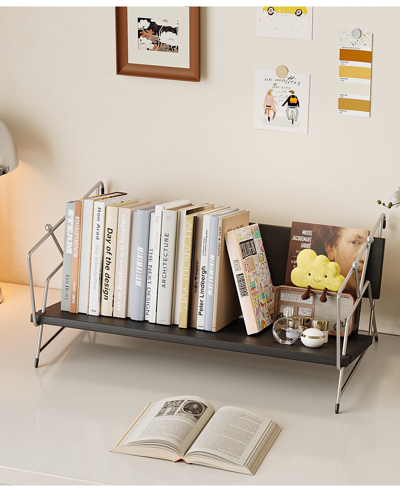 American Style Steel Desktop Bookshelf Student Dormitory Desk Storage Rack Office Desk Organizer Bookcase Display Home Furniture detail