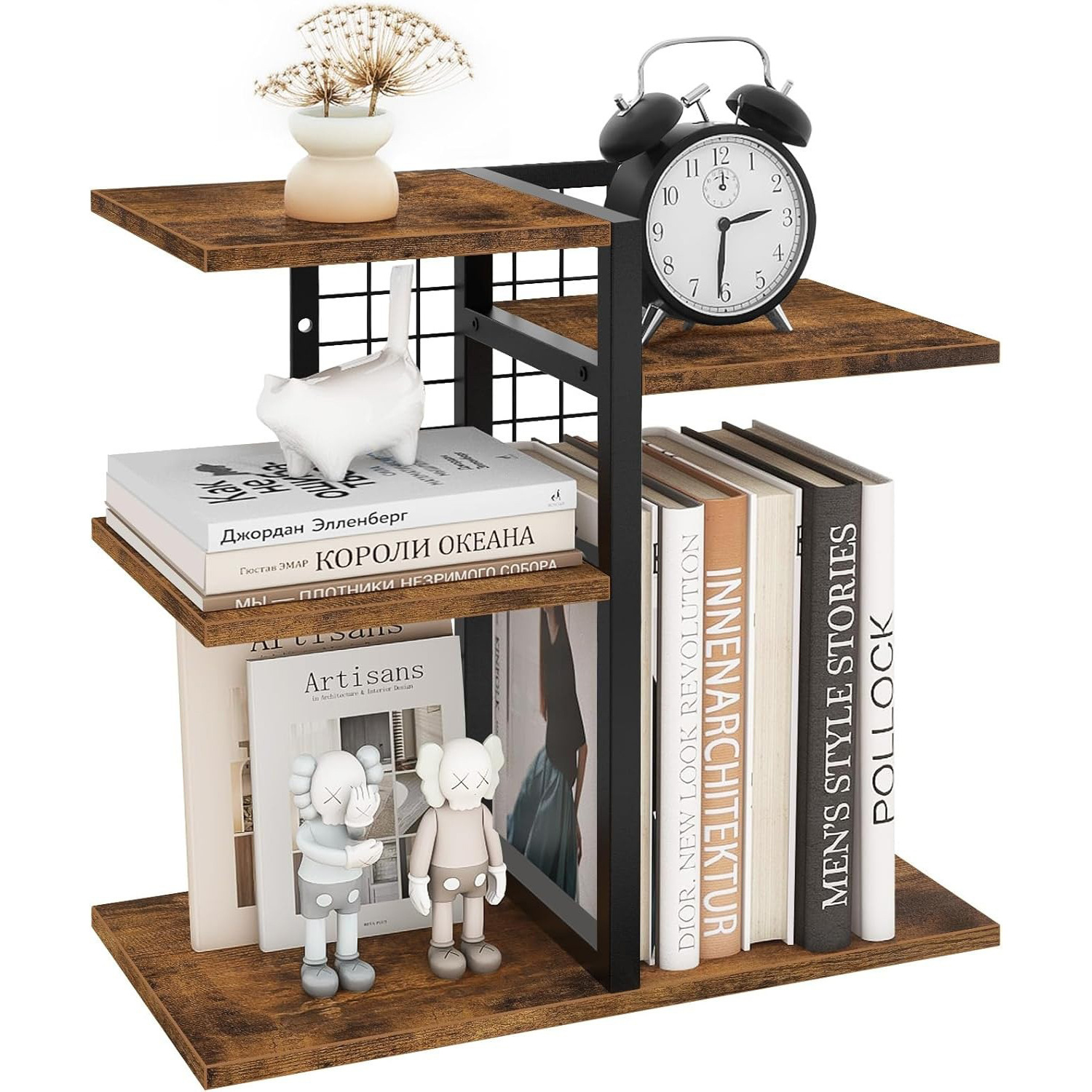 Standing Type 4-Layer Wooden Adjustable Non-Folding Desktop Storage Rack & Bookshelf for Storage Organization product view