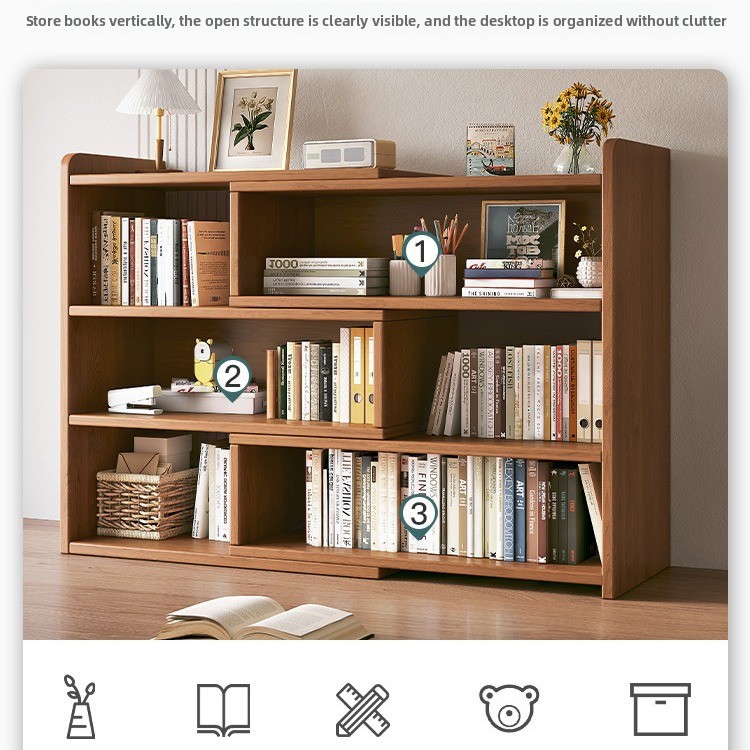 Custom Modern Desktop Extendable Bookshelf Storage Rack Standing Storage Cabinet Office Simple Student Home Small Bookcase product view
